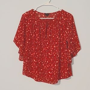 Ann Taylor red floral blouse